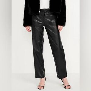 New nwt Old Navy Woman’s High Rise Loose Faux Leather Pants in Black size 20